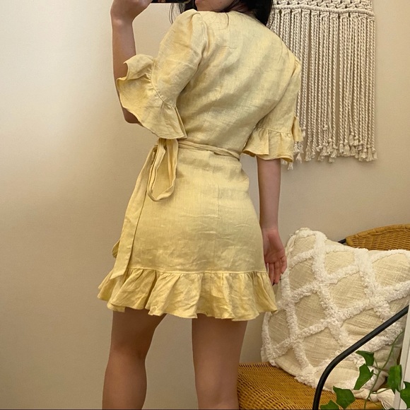Reformation Yellow Ruffle Mini Dress - Picture 3 of 11